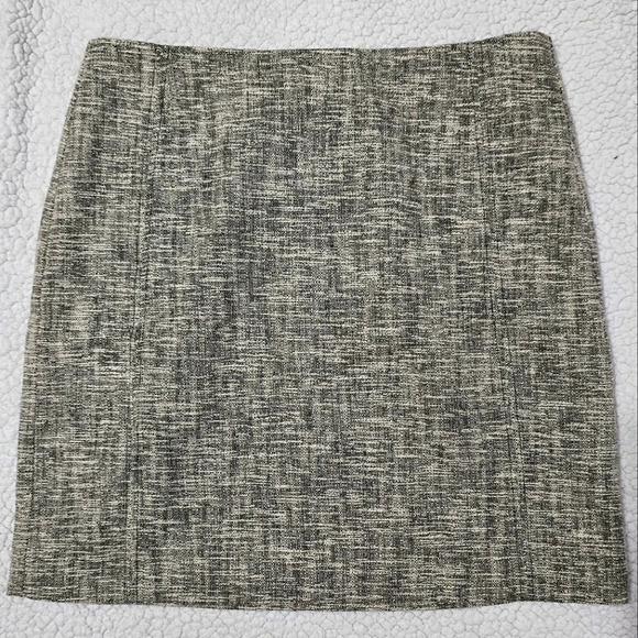 ✨️4/$20. Anne Taylor LOFT Nwot Petite A Line Skirt Lined Tweed Beige Black Women - Picture 2 of 13